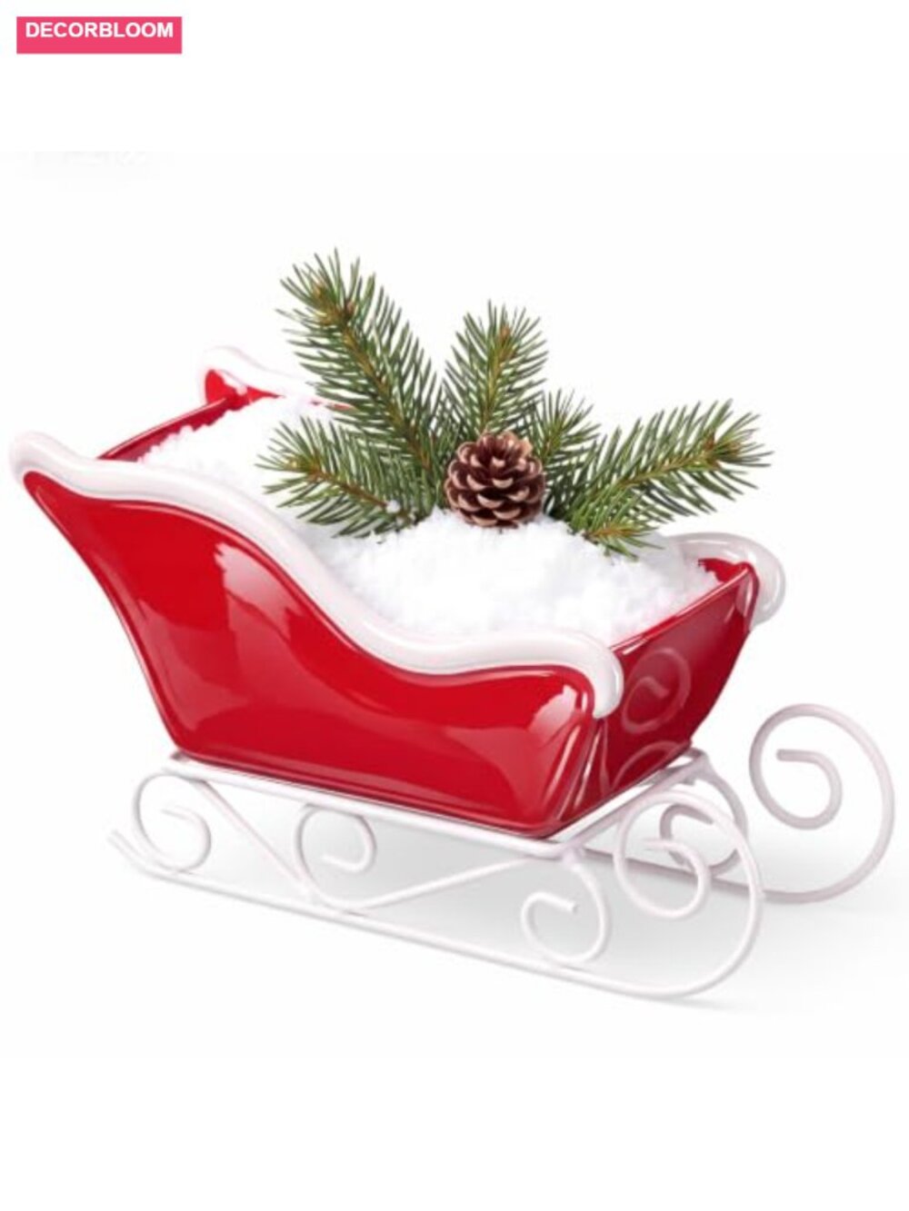 Ceramic Christmas Sleigh Candy Bowl Holiday Serving Dish